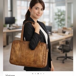 Vintage Natural unisex ‎ leather briefcase